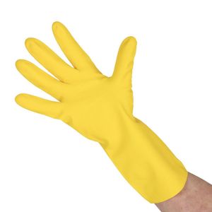 Ansell AlphaTec 87-190 Econohands Rubber Gloves Yellow M (12 Pack) - JE605-M - 1