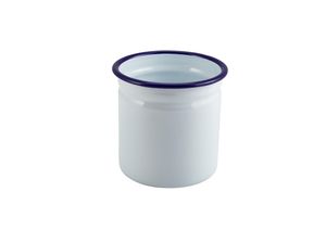 Enamel Cutlery Holder White with Blue Rim 11.5cm Dia (Pack of 6) - 54510 - 1