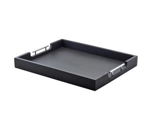 GenWare Solid Black Butlers Tray with Metal Handles 54.5 x 44cm - BTM5544BK - 1