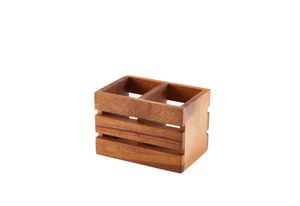 GenWare Acacia Wood 2 Compartment Cutlery Holder - WDCB-2 - 1