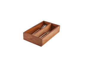 GenWare Acacia Wood 2 Compartment Cutlery Tray - WDCT-2 - 3