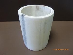 GenWare White Wash Acacia Wood Cutlery Cylinder - WCC10W - 3