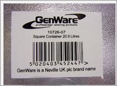 Square Container 20.9 Litres - 10726-07 - 7
