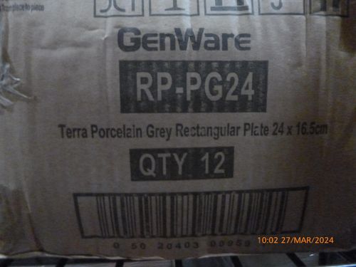Terra Porcelain Grey Rectangular Plate 24 x 16.5cm (Pack of 12) - RP-PG24 - 6