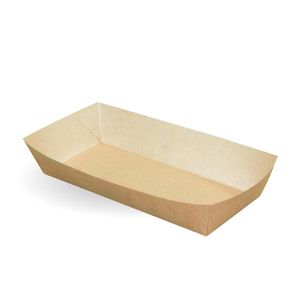 BioPak 4.5x9.5x1.7" Large Kraft Trays (Pack of 500) - BB-TRAY-LARGE-K - 1