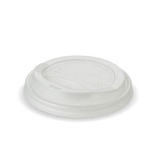 BioPak 10/12/16oz White Bioplastic Coffee Cup Lids (Pack of 1,000) - BCL-12PLA-W - 1