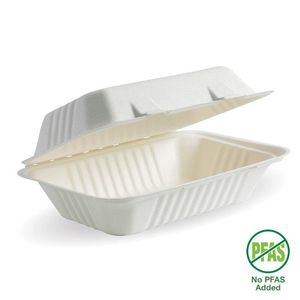 BioPak 23x15x8cm / 9x6x3" White Plant Fibre Clamshell (Pack of 250) - B-HL-96-PF-UK - 1