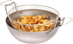Black Steel Stove Top Deep Fryer With Basket 32cm - 10148-01 - 1