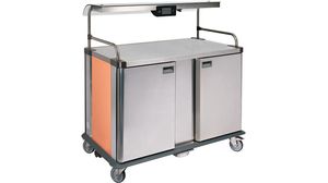 Nomad Multi-portion Meal Distribution Trolleys - Cold Food Transfer Models - 2x8 Gn 1/1 With Sneeze Guard - Neutral Stainless Steel Top + 2 Lights - 887084 - 1