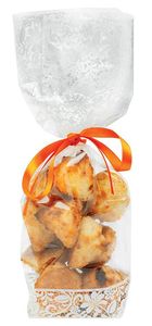 Packet Of 100 Polypropylene Confectionery Bags With White Lace Design And Cardboard Bottom 120x275 Mm - 941010 - 1