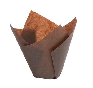 Box Of 200 Tulipcup Greaseproof Paper Liners Brown Ø 50 H 80 Mm - 923237 - 1