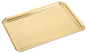 Packet Of 25 Foil Cardboard Trays 1 Side Gold 42x28cm - 930399 - 1