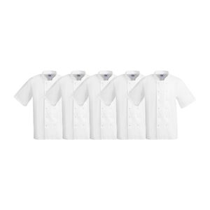 Whites Boston Unisex Chef Jackets Short Sleeve White S (5 Pack) - SA821 - 1