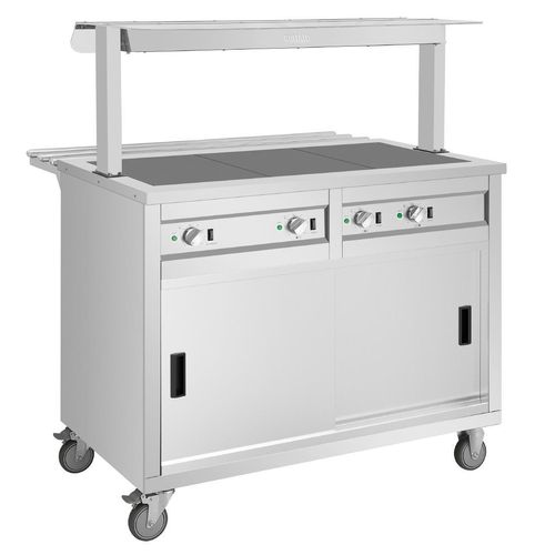 Buffalo Mobile Servery with Solid Heated Top 3x 1/1 GN - JB186 - 1