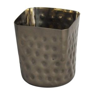 French Fry Cup - Ss - Square Mouth - Mirror Finish - Hammered - Black - FFSQ85H-K - 1
