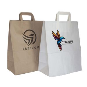 Custom Branded Flat Handle Paper Bag (33x26x10cm) - C5613 - 1