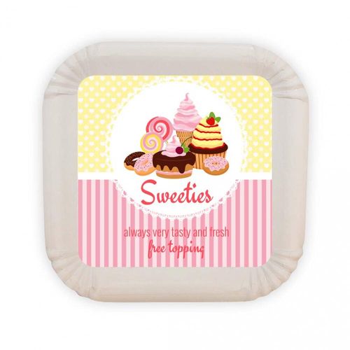 Custom Branded Square Paper Plate (20cm) - C5579 - 2