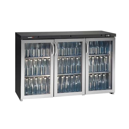 Gamko LG3-315GCS Maxiglass Low Height Stainless Steel Framed Glass Triple Door Bottle Cooler, 338 Litres - LG3-315GCS - 1