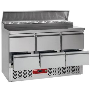 Diamond SALP3/R6_3XGC1/2/R6 6 Drawer Refrigerated Saladette Counter with Lid, 8 x 1/6 GN - SALP3-R6_3XGC1-2-R6 - 1