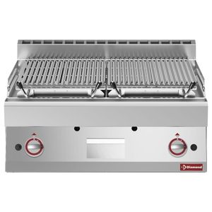 Diamond PLX87-PN Stainless Steel 1/2 Module Ribbed Lavastone Grill - PLX87-PN - 1