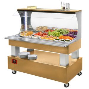 Diamond ASB/4N-D1-R2 Wood Light Oak Wall Refrigerated Buffet Salad Bar, 4 x 1/1 GN - ASB-4N-D1-R2 - 1