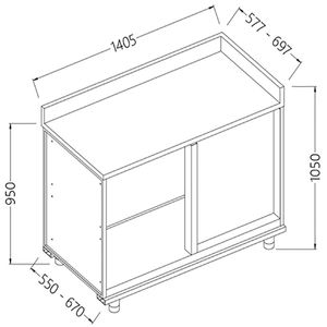 Diamond LL90DX Back Cabinet Angular Right Neutral - With Service Tablet - LL90DX - 1