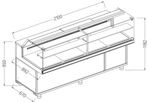 Diamond PB21X Display Counter Neutral X Bakery En & Gn, Low Glass - PB21X - 1