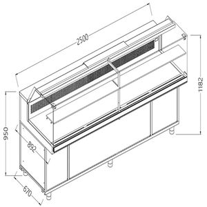Diamond SB25XR/R Snack Patisserie Display Counter with Understorage, 2500mm - SB25XR-R - 1