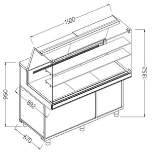 Diamond VA15XR Snack Patisserie Display Counter, 1500mm - VA15XR - 1