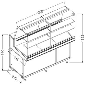 Diamond VA17XR/R Snack Patisserie Display Counter with Understorage, 1700mm - VA17XR-R - 1