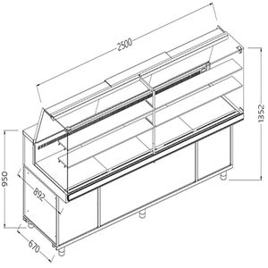 Diamond VA25X/R Snack Patisserie Display Counter with Understorage, 2500mm - VA25X-R - 1