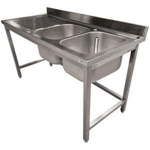 Diverso WR-C2E1-8G Stainless steel sink ECO 2 tanks and left drain surface, without lower shelf - WR-C2E1-8G - 1