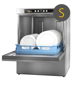 Hobart Ecomax F515S-10D 500mm Basket Frontloading Commercial Dishwasher with Integral Water Softener & Drain Pump, 18 Plates - F515S-10D - 1