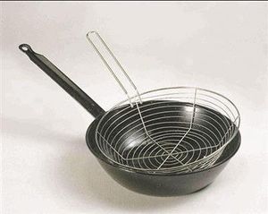 Bourgeat Blue Steel Frying Pan With Basket - 240mm - 62084 - 10150-01