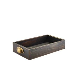 Genware Black Wash Acacia Wood Display Drawer GN 1/3 - WDD-3218BK - 1