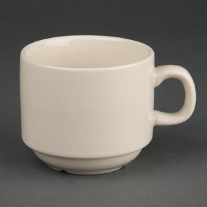 Olympia Ivory Stacking Tea Cups 206ml 7.5oz (Pack of 12) - U106 - 1