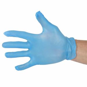 Vogue Powder-Free Vinyl Gloves Blue Medium (Pack of 100) - CF403-M - 1