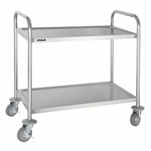 Vogue Stainless Steel 2 Tier Clearing Trolley Medium - F997 - 1
