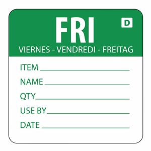 Vogue Dissolvable Day of the Week Labels Friday (Pack of 250) - GH355 - 1
