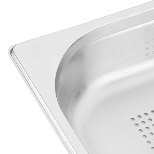 Vogue Stainless Steel Perforated 1/1 Gastronorm Pan 65mm - K840 - 6