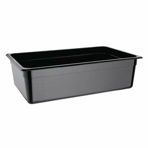 Vogue Polycarbonate 1/1 Gastronorm Container 150mm Black - U456 - 1