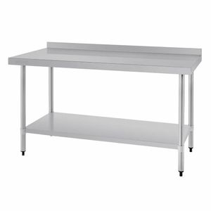 Vogue Stainless Steel Prep Table with Upstand 1500mm - T382 - 1