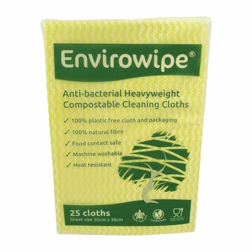 EcoTech Envirowipe Antibacterial Compostable Cleaning Cloths Yellow (25 Pack) - FA210 - 3