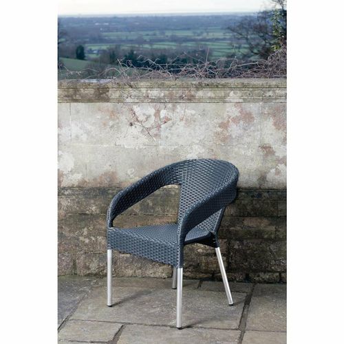 Bolero Wicker Wraparound Bistro Chairs Charcoal (Pack of 4) - CG223 - 3