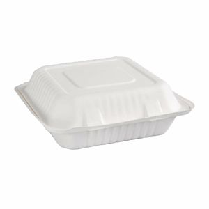 Fiesta Compostable Bagasse Hinged Food Containers 236mm (Pack of 200) - FC527 - 3