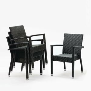 Bolero PE Wicker Armchairs Charcoal (Pack of 4) - DL477 - 1