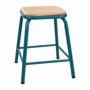 Bolero Cantina Low Stools with Wooden Seat Pad Teal (Pack of 4) - FB932 - 1