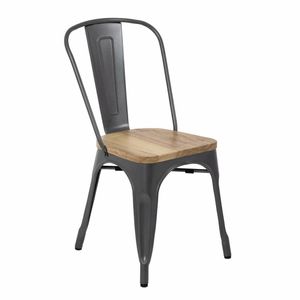 Bolero Bistro Side Chairs with Wooden Seat Pad Gun Metal (Pack of 4) - GG708 - 1