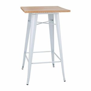 Bolero Bistro Bar Table with Wooden Top White (Single) - FB597 - 1