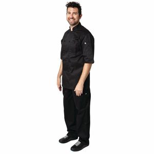Chefs Works Montreal Cool Vent Unisex Short Sleeve Chefs Jacket Black 3XL - B054-3XL - 3